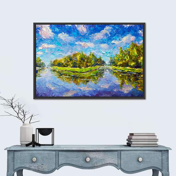 View Of Green Islands Canvas Wall Art-1 Piece-Floating Frame-24" x 16"-Tiaracle