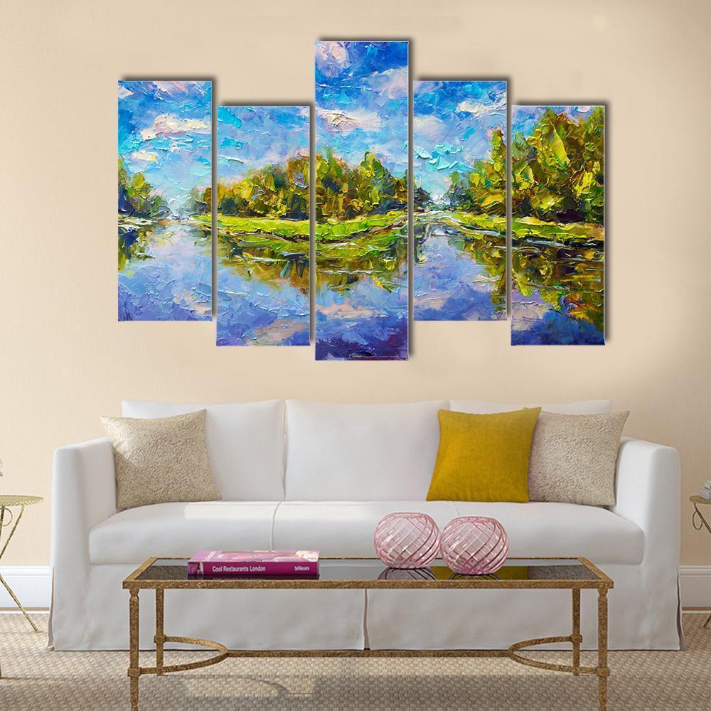 View Of Green Islands Canvas Wall Art-5 Pop-Gallery Wrap-47" x 32"-Tiaracle