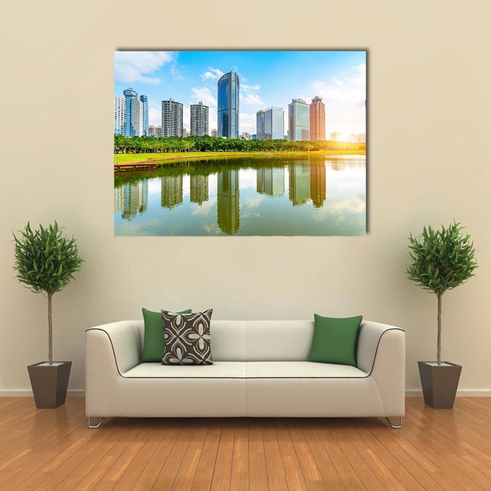 View Of Haikou Cityscape Canvas Wall Art-4 Horizontal-Gallery Wrap-34" x 24"-Tiaracle