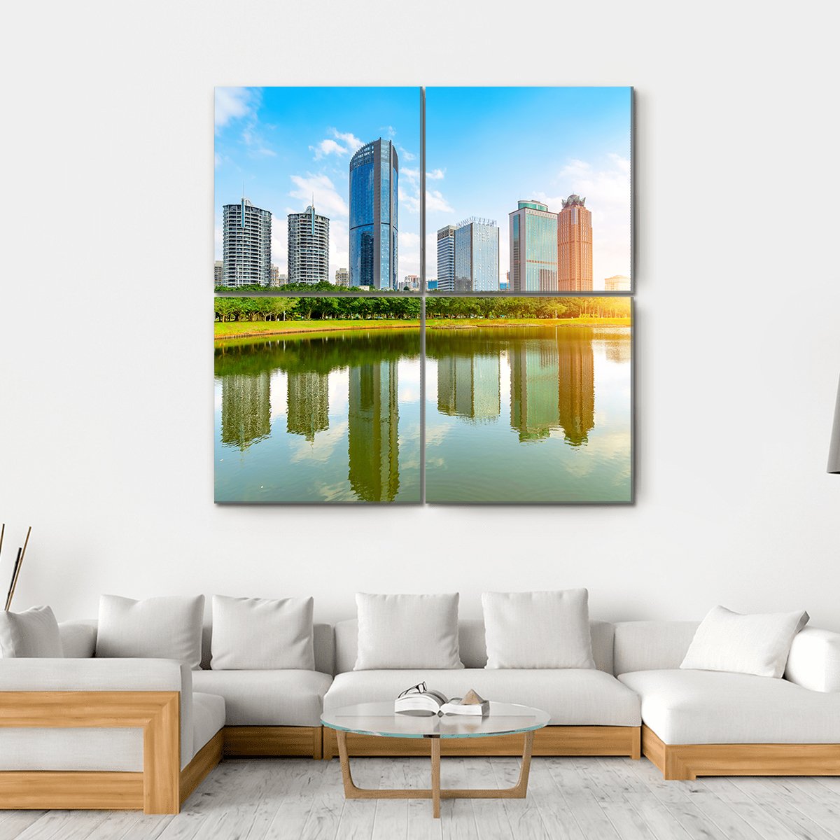 View Of Haikou Cityscape Canvas Wall Art-4 Square-Gallery Wrap-17" x 17"-Tiaracle