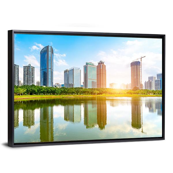 View Of Haikou Cityscape Canvas Wall Art-3 Horizontal-Gallery Wrap-25" x 16"-Tiaracle