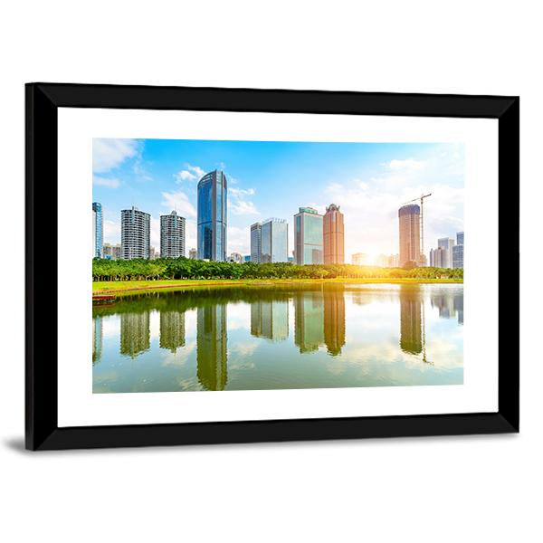 View Of Haikou Cityscape Canvas Wall Art-3 Horizontal-Gallery Wrap-25" x 16"-Tiaracle