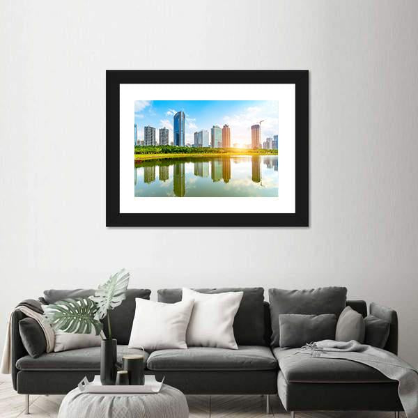 View Of Haikou Cityscape Canvas Wall Art-3 Horizontal-Gallery Wrap-25" x 16"-Tiaracle