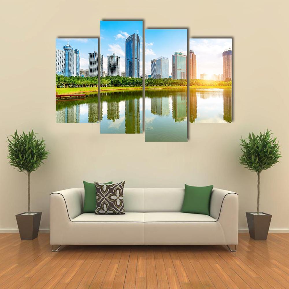 View Of Haikou Cityscape Canvas Wall Art-4 Pop-Gallery Wrap-50" x 32"-Tiaracle