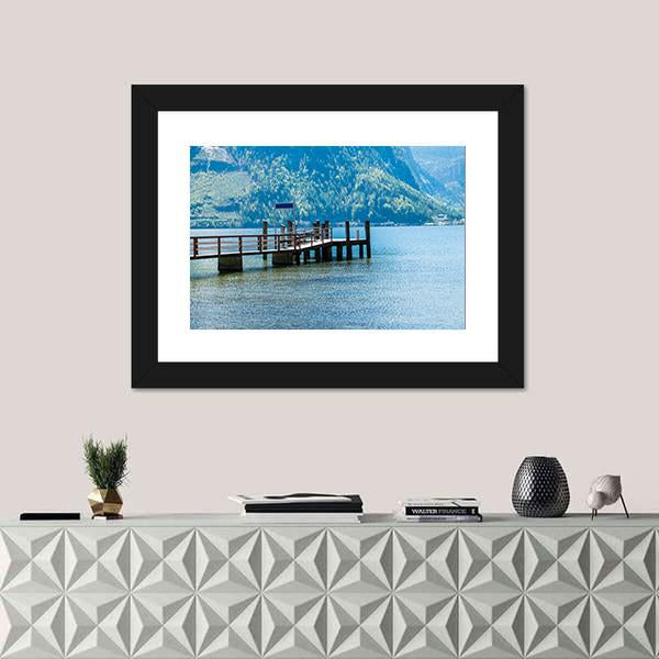 View Of Hallstatter See Lake With Mountain Canvas Wall Art-1 Piece-Framed Print-20" x 16"-Tiaracle