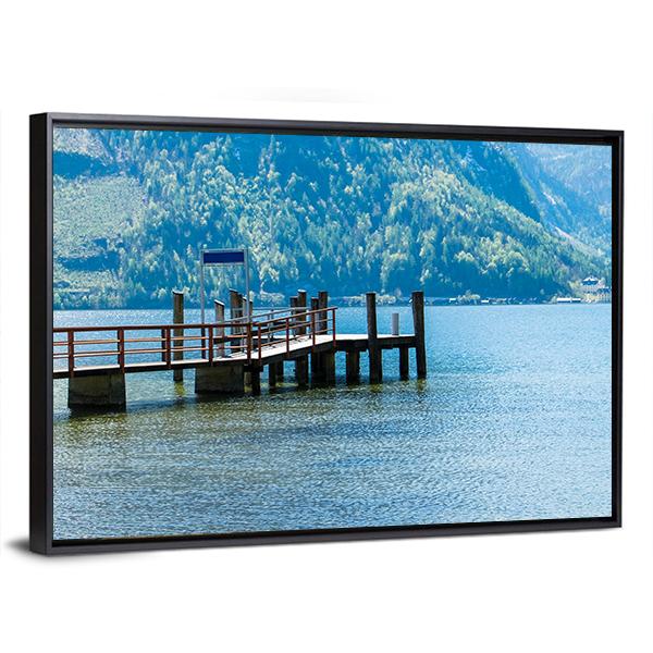View Of Hallstatter See Lake With Mountain Canvas Wall Art-3 Horizontal-Gallery Wrap-25" x 16"-Tiaracle