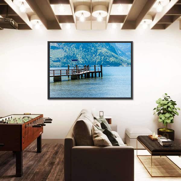 View Of Hallstatter See Lake With Mountain Canvas Wall Art-3 Horizontal-Gallery Wrap-25" x 16"-Tiaracle