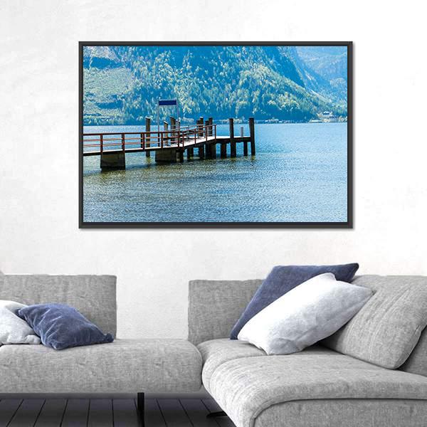 View Of Hallstatter See Lake With Mountain Canvas Wall Art-3 Horizontal-Gallery Wrap-25" x 16"-Tiaracle