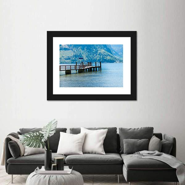 View Of Hallstatter See Lake With Mountain Canvas Wall Art-3 Horizontal-Gallery Wrap-25" x 16"-Tiaracle