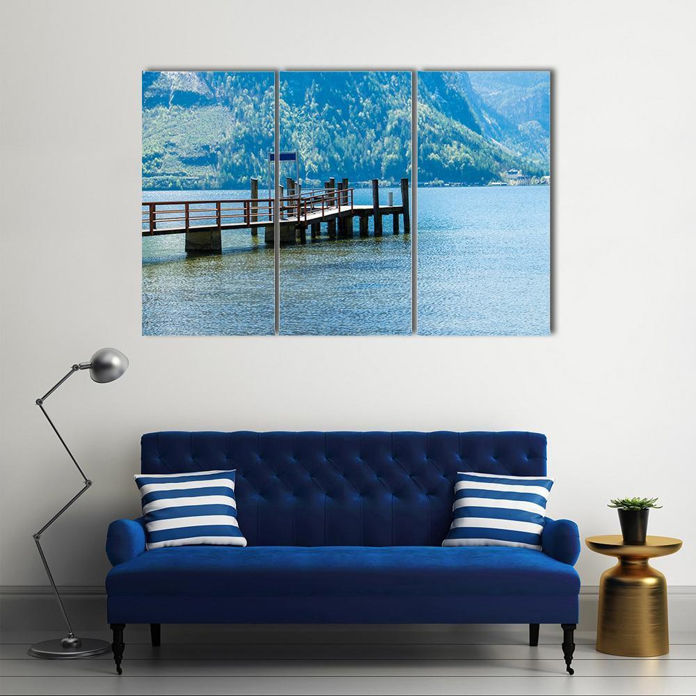 View Of Hallstatter See Lake With Mountain Canvas Wall Art-3 Horizontal-Gallery Wrap-37" x 24"-Tiaracle