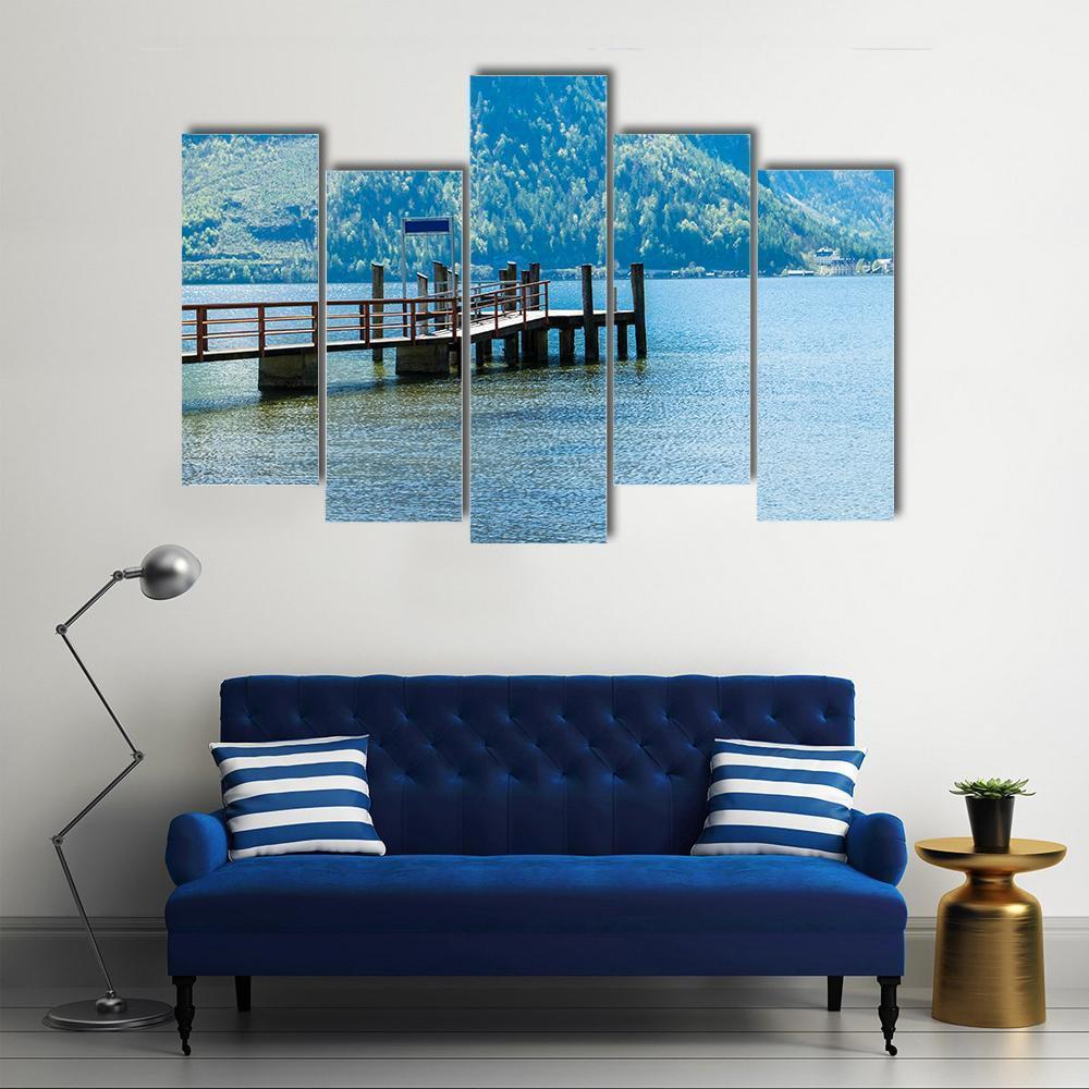 View Of Hallstatter See Lake With Mountain Canvas Wall Art-5 Pop-Gallery Wrap-47" x 32"-Tiaracle