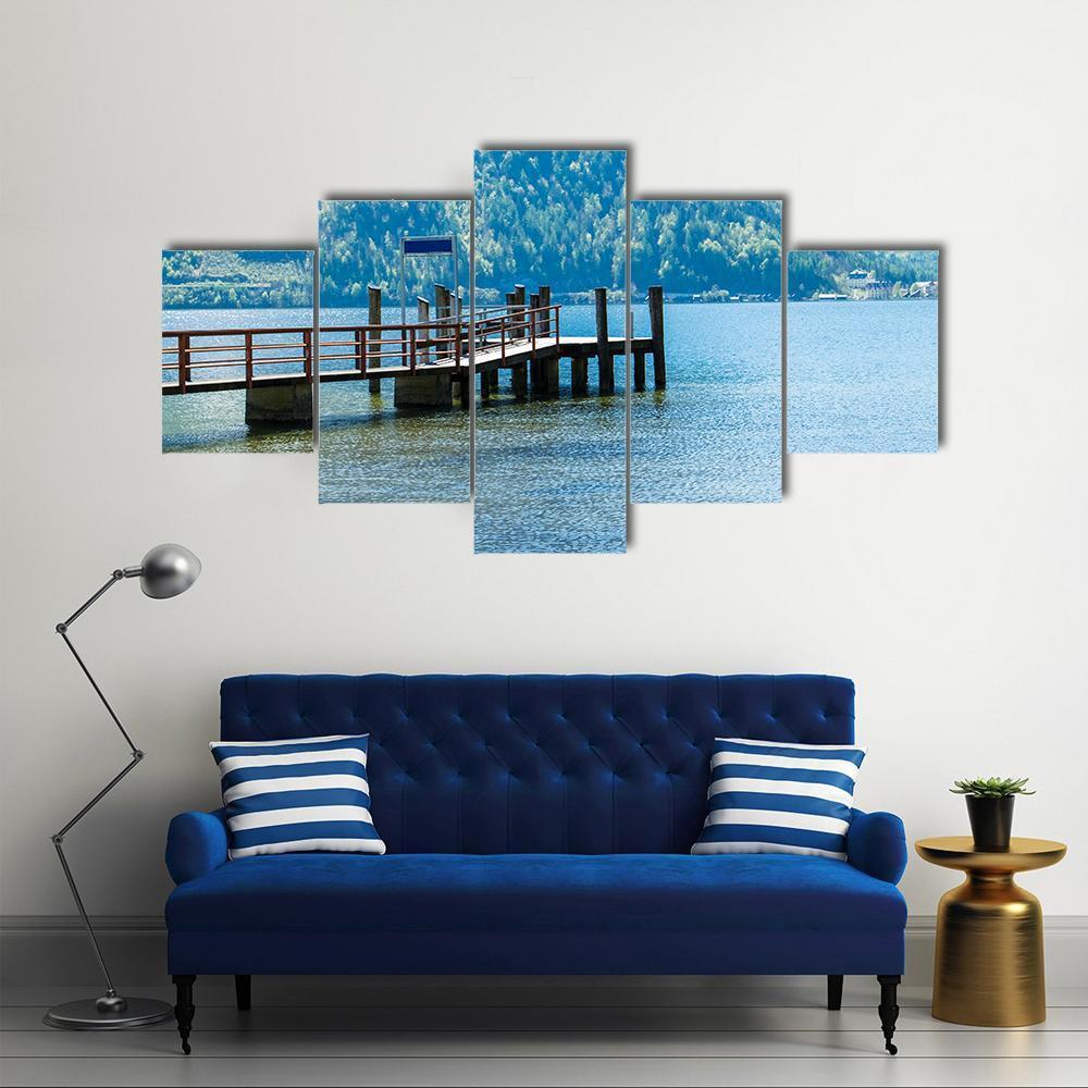 View Of Hallstatter See Lake With Mountain Canvas Wall Art-5 Star-Gallery Wrap-62" x 32"-Tiaracle