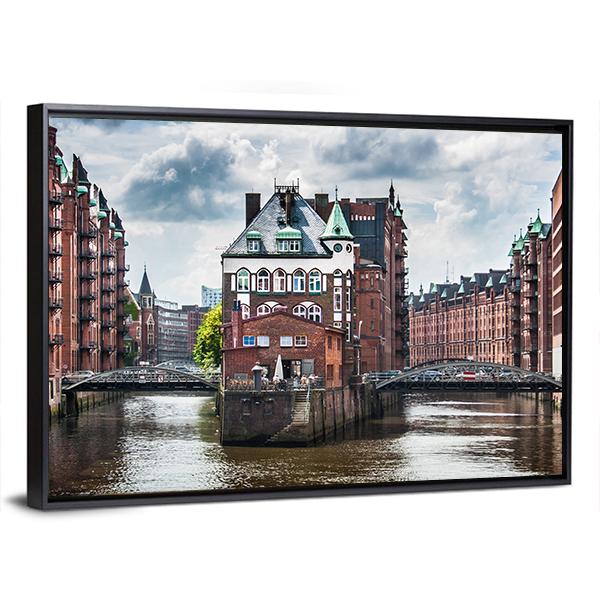 View Of Hamburg In Germany Canvas Wall Art-3 Horizontal-Gallery Wrap-25" x 16"-Tiaracle