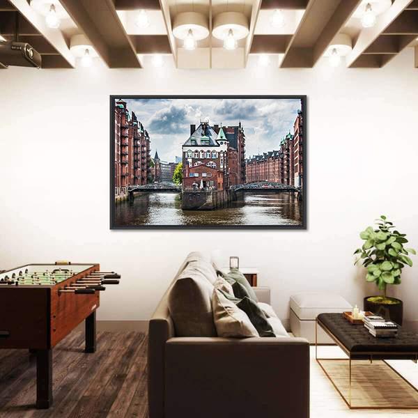 View Of Hamburg In Germany Canvas Wall Art-3 Horizontal-Gallery Wrap-25" x 16"-Tiaracle