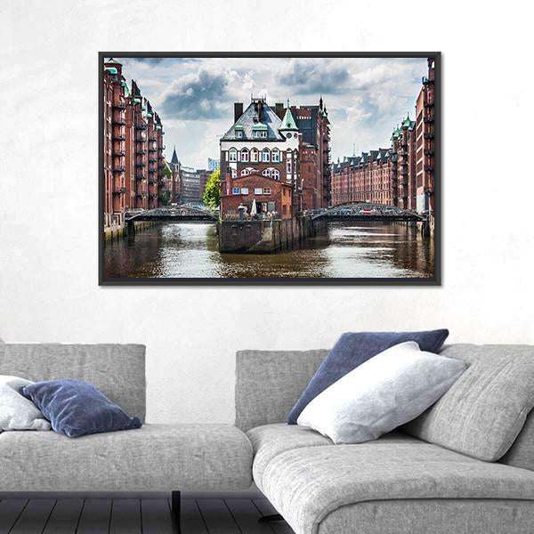 View Of Hamburg In Germany Canvas Wall Art-3 Horizontal-Gallery Wrap-25" x 16"-Tiaracle