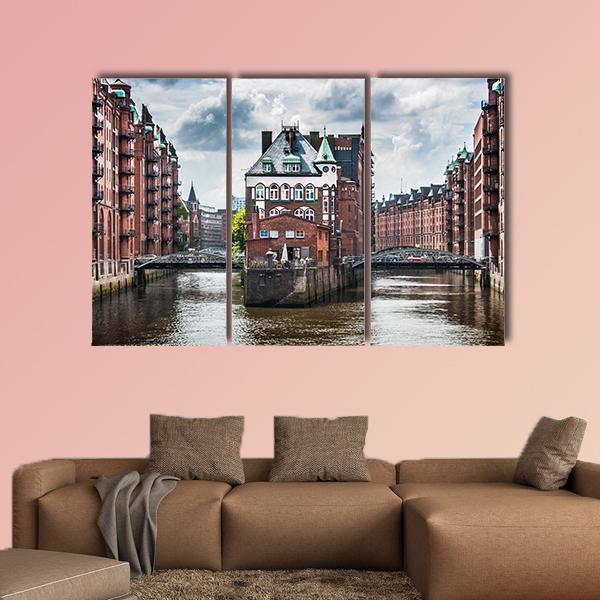 View Of Hamburg In Germany Canvas Wall Art-3 Horizontal-Gallery Wrap-37" x 24"-Tiaracle
