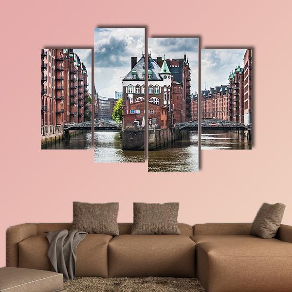 View Of Hamburg In Germany Canvas Wall Art-4 Pop-Gallery Wrap-50" x 32"-Tiaracle