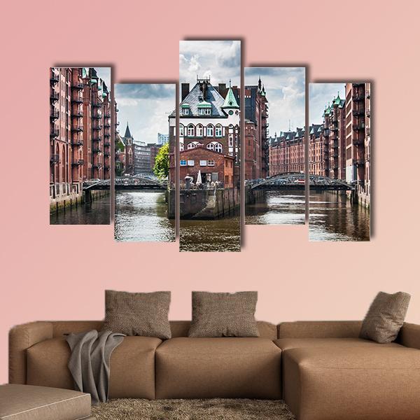 View Of Hamburg In Germany Canvas Wall Art-5 Pop-Gallery Wrap-47" x 32"-Tiaracle