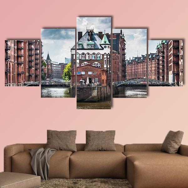 View Of Hamburg In Germany Canvas Wall Art-5 Star-Gallery Wrap-62" x 32"-Tiaracle