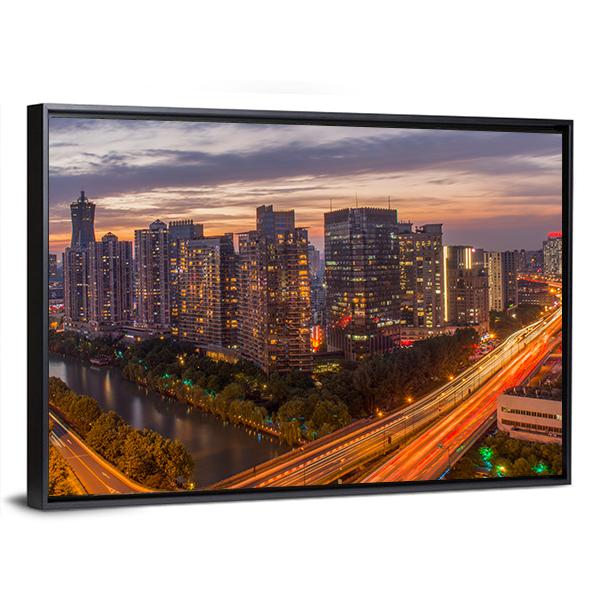View Of Hangzhou City Canvas Wall Art-3 Horizontal-Gallery Wrap-25" x 16"-Tiaracle