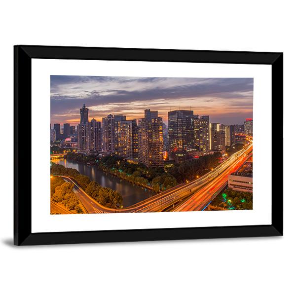 View Of Hangzhou City Canvas Wall Art-3 Horizontal-Gallery Wrap-25" x 16"-Tiaracle