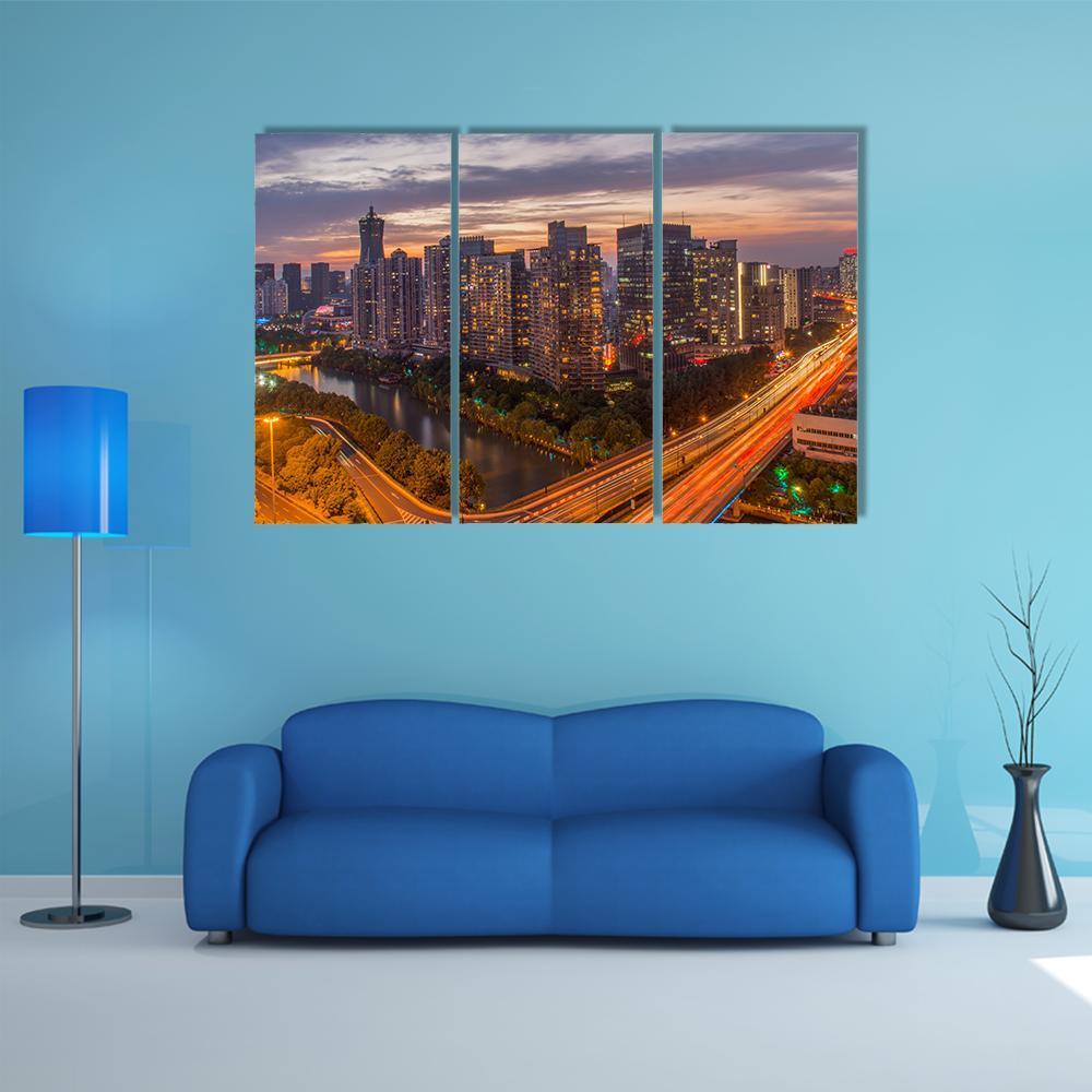 View Of Hangzhou City Canvas Wall Art-3 Horizontal-Gallery Wrap-37" x 24"-Tiaracle