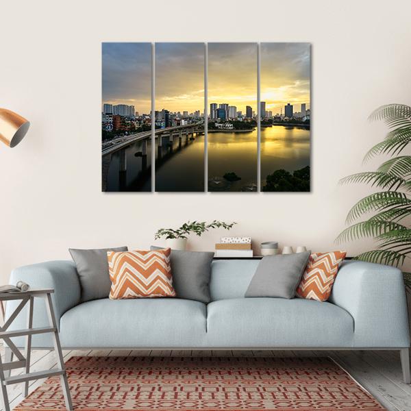 View Of Hanoi At Hoang Cau lake Canvas Wall Art-4 Horizontal-Gallery Wrap-34" x 24"-Tiaracle