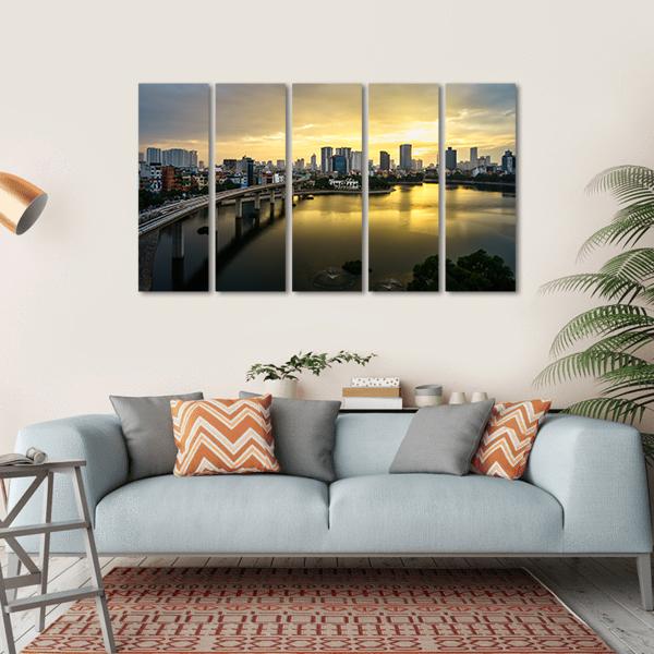 View Of Hanoi At Hoang Cau lake Canvas Wall Art-5 Horizontal-Gallery Wrap-22" x 12"-Tiaracle