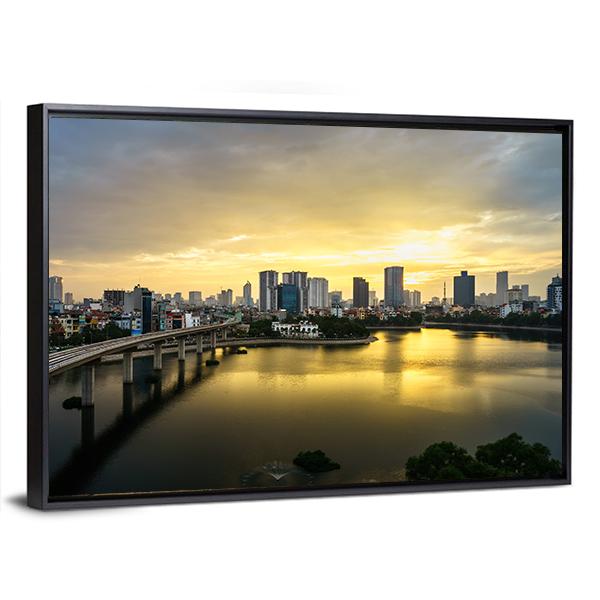 View Of Hanoi At Hoang Cau lake Canvas Wall Art-3 Horizontal-Gallery Wrap-25" x 16"-Tiaracle