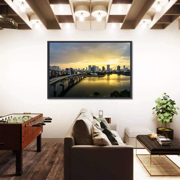 View Of Hanoi At Hoang Cau lake Canvas Wall Art-3 Horizontal-Gallery Wrap-25" x 16"-Tiaracle