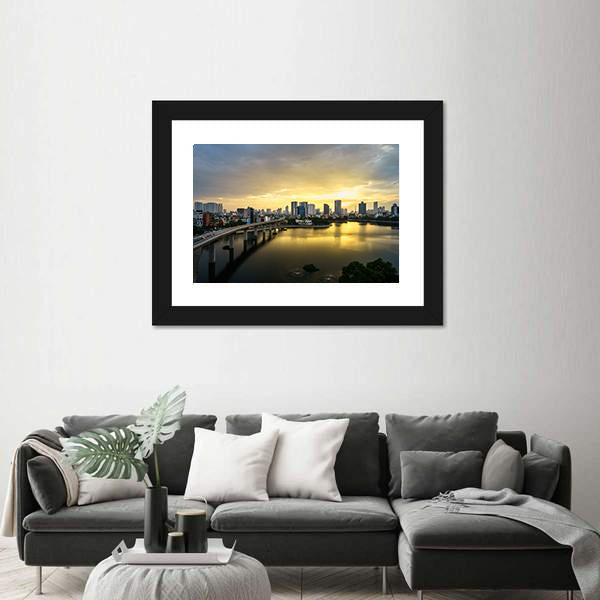 View Of Hanoi At Hoang Cau lake Canvas Wall Art-3 Horizontal-Gallery Wrap-25" x 16"-Tiaracle