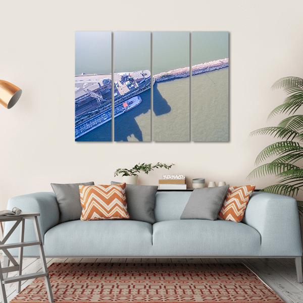 View Of Harbour Of Krefeld Canvas Wall Art-4 Horizontal-Gallery Wrap-34" x 24"-Tiaracle