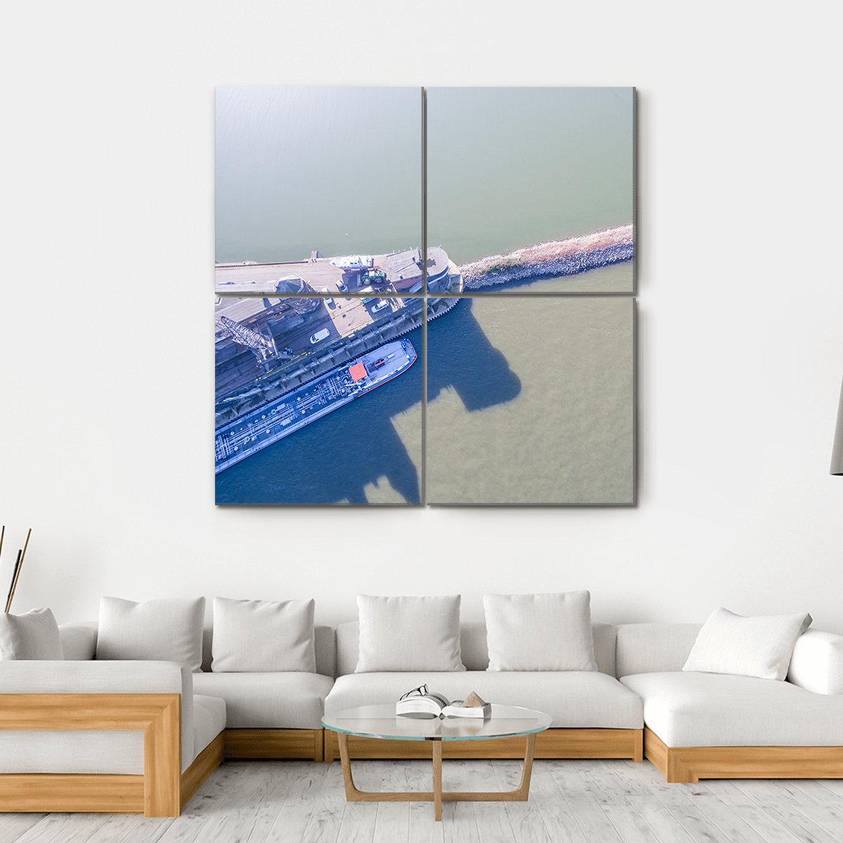 View Of Harbour Of Krefeld Canvas Wall Art-4 Square-Gallery Wrap-17" x 17"-Tiaracle
