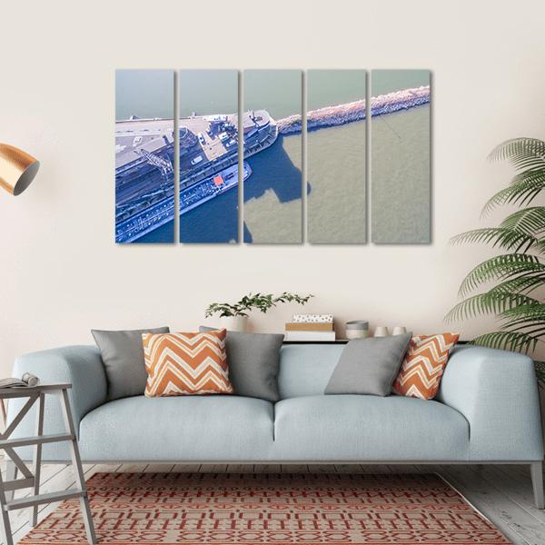 View Of Harbour Of Krefeld Canvas Wall Art-5 Horizontal-Gallery Wrap-22" x 12"-Tiaracle