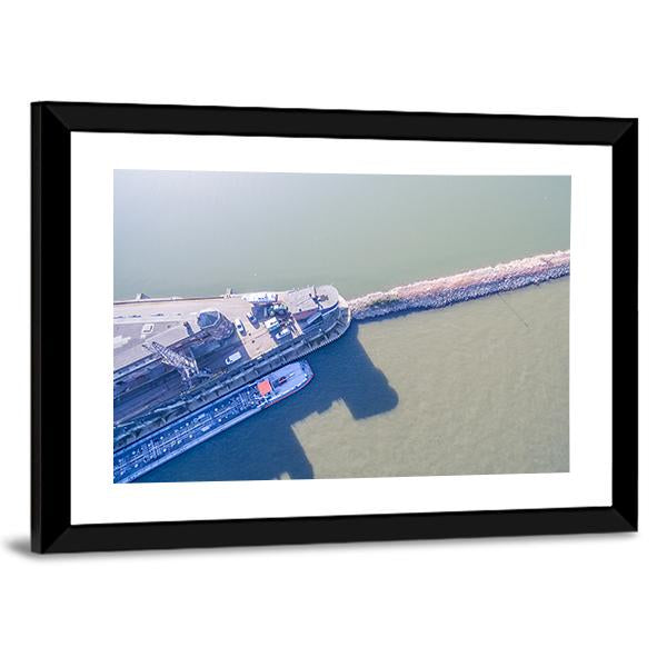 View Of Harbour Of Krefeld Canvas Wall Art-3 Horizontal-Gallery Wrap-25" x 16"-Tiaracle