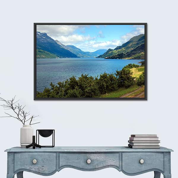View Of Hardanger Fjord In Norway Canvas Wall Art-1 Piece-Floating Frame-24" x 16"-Tiaracle