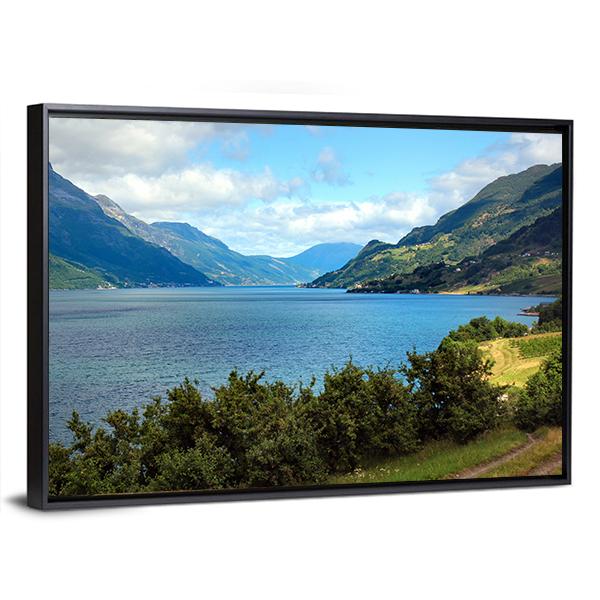 View Of Hardanger Fjord In Norway Canvas Wall Art-3 Horizontal-Gallery Wrap-25" x 16"-Tiaracle