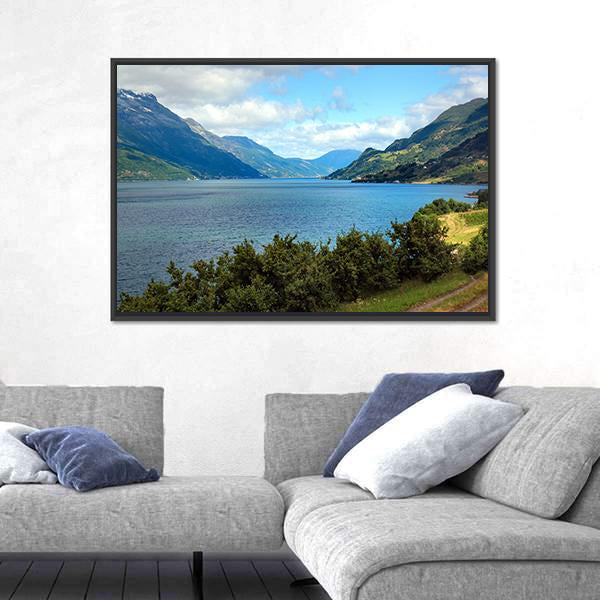 View Of Hardanger Fjord In Norway Canvas Wall Art-3 Horizontal-Gallery Wrap-25" x 16"-Tiaracle