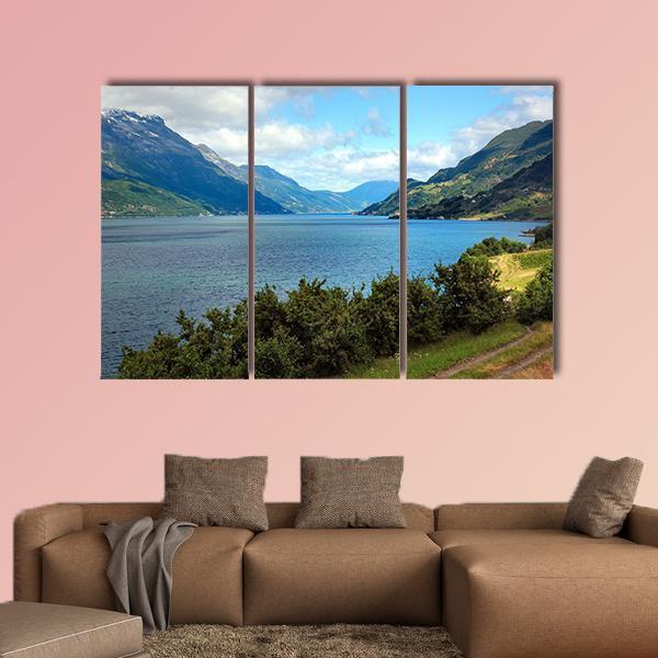 View Of Hardanger Fjord In Norway Canvas Wall Art-3 Horizontal-Gallery Wrap-37" x 24"-Tiaracle