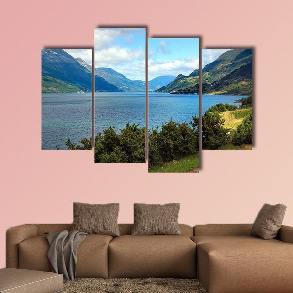 View Of Hardanger Fjord In Norway Canvas Wall Art-4 Pop-Gallery Wrap-50" x 32"-Tiaracle