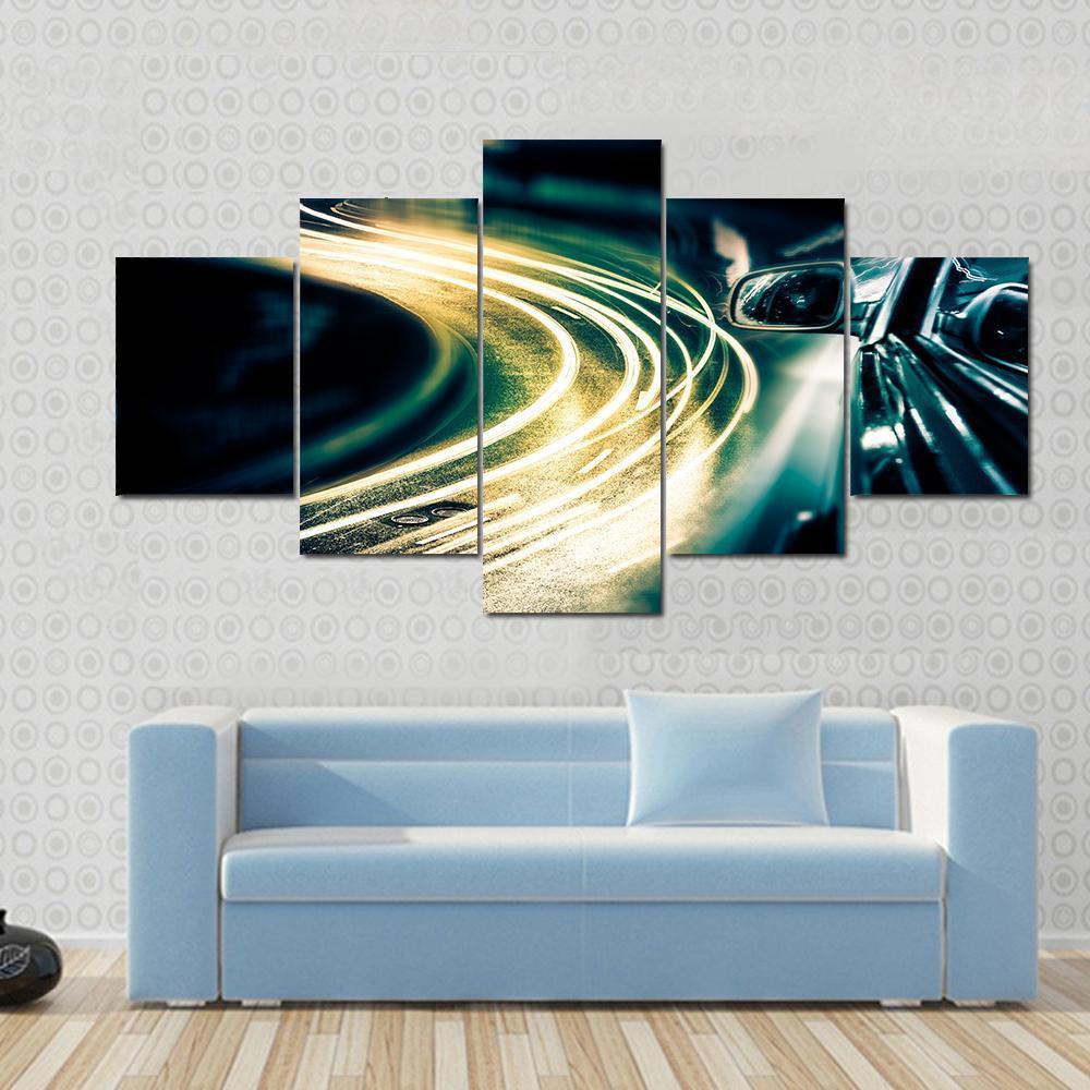 View Of High Traffic From Car Canvas Wall Art-5 Star-Gallery Wrap-62" x 32"-Tiaracle