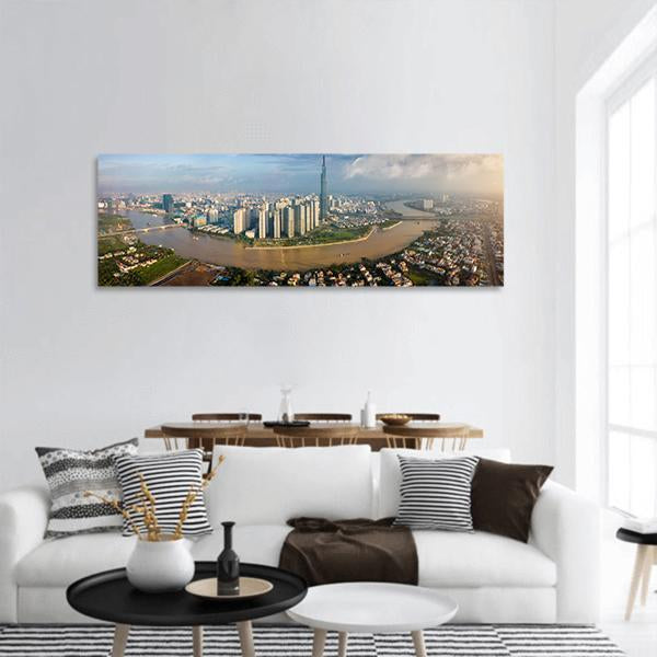 Skyline Of Ho Chi Minh Panoramic Canvas Wall Art-3 Piece-25" x 08"-Tiaracle