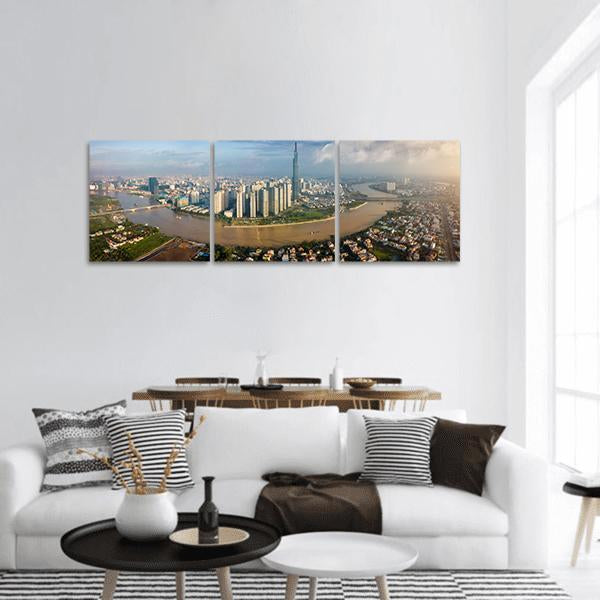 Skyline Of Ho Chi Minh Panoramic Canvas Wall Art-3 Piece-25" x 08"-Tiaracle