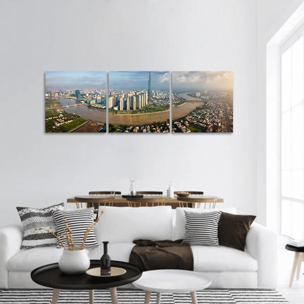 Skyline Of Ho Chi Minh Panoramic Canvas Wall Art-3 Piece-25" x 08"-Tiaracle