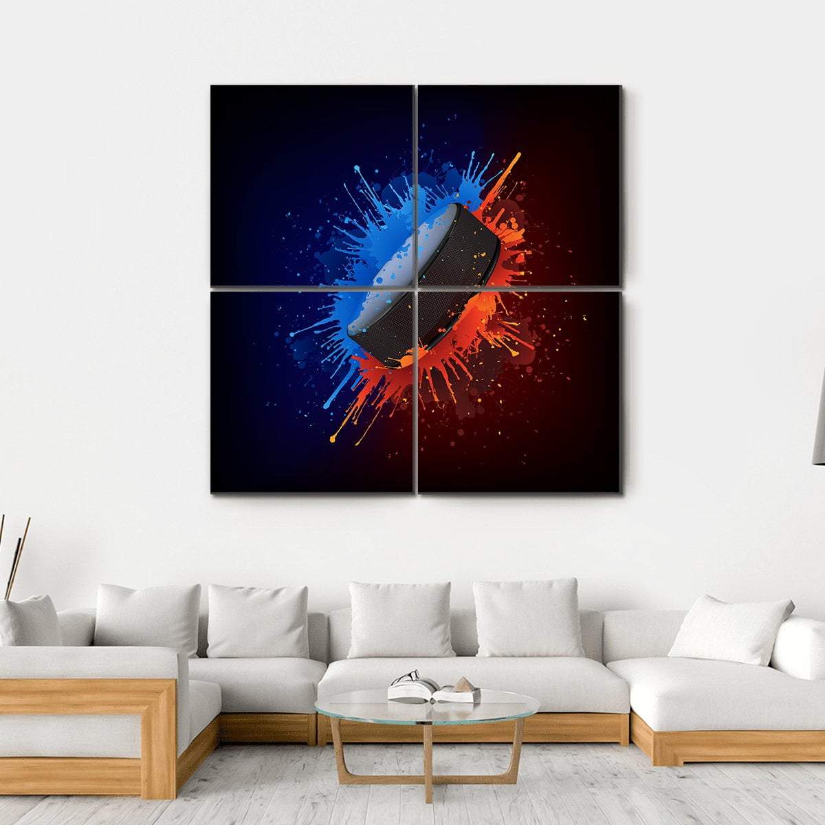 Hockey Puck Canvas Wall Art-4 Square-Gallery Wrap-17" x 17"-Tiaracle