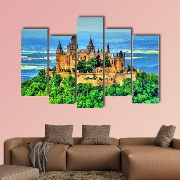 View Of Hohenzollern Castle Canvas Wall Art-5 Pop-Gallery Wrap-47" x 32"-Tiaracle