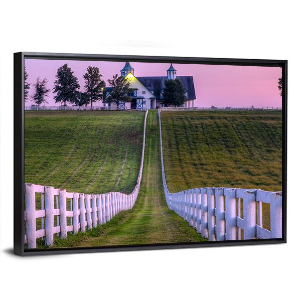 View Of Horse Farm Canvas Wall Art-3 Horizontal-Gallery Wrap-25" x 16"-Tiaracle