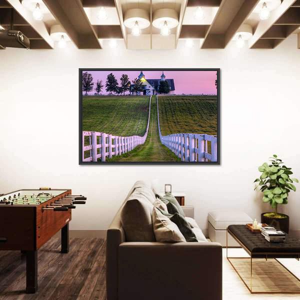 View Of Horse Farm Canvas Wall Art-3 Horizontal-Gallery Wrap-25" x 16"-Tiaracle