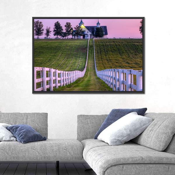 View Of Horse Farm Canvas Wall Art-3 Horizontal-Gallery Wrap-25" x 16"-Tiaracle