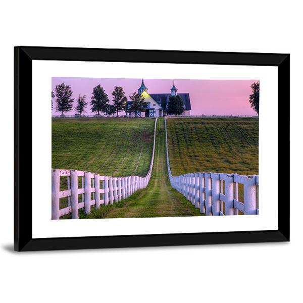 View Of Horse Farm Canvas Wall Art-3 Horizontal-Gallery Wrap-25" x 16"-Tiaracle